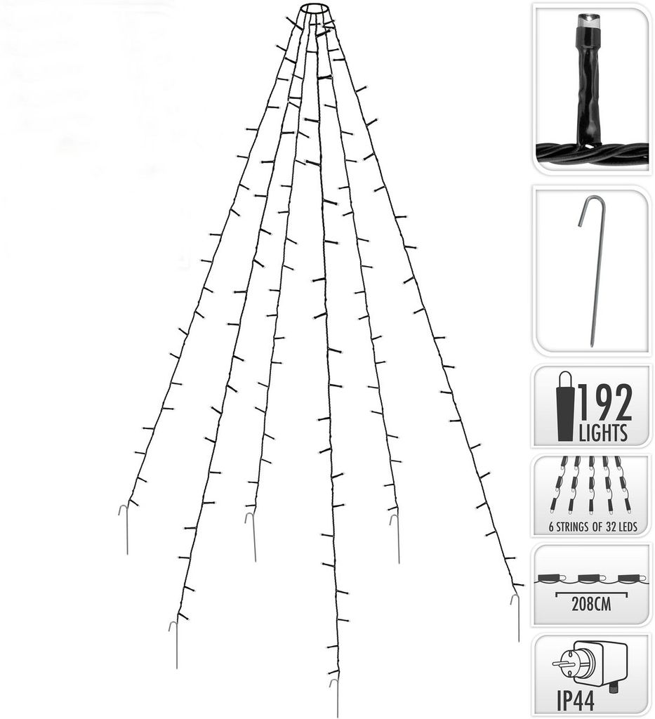 Ambiance osvetlenie stožiara so 192 LED diódami 208 cm Obrázok produktu 15