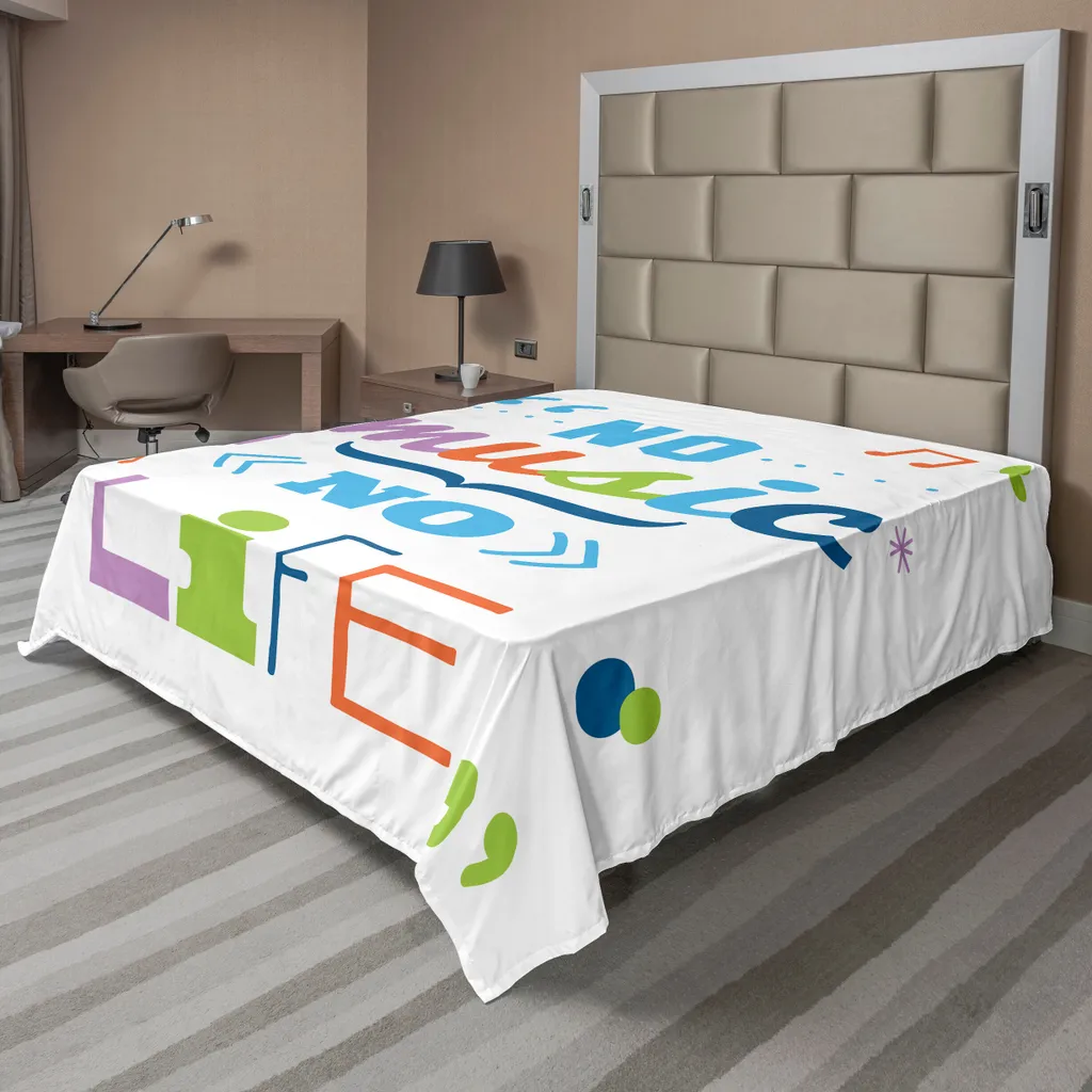 ABAKUHAUS Drap de Lit No Music No Life Imprimé Numérique 266x260 cm