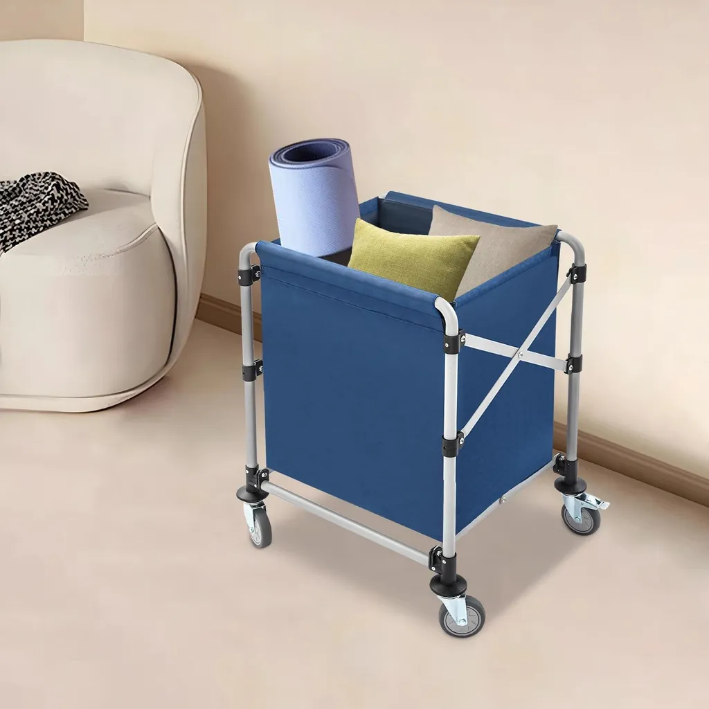 Chariot à linge robuste 100 kg en tissu Oxford avec roulettes pivotantes