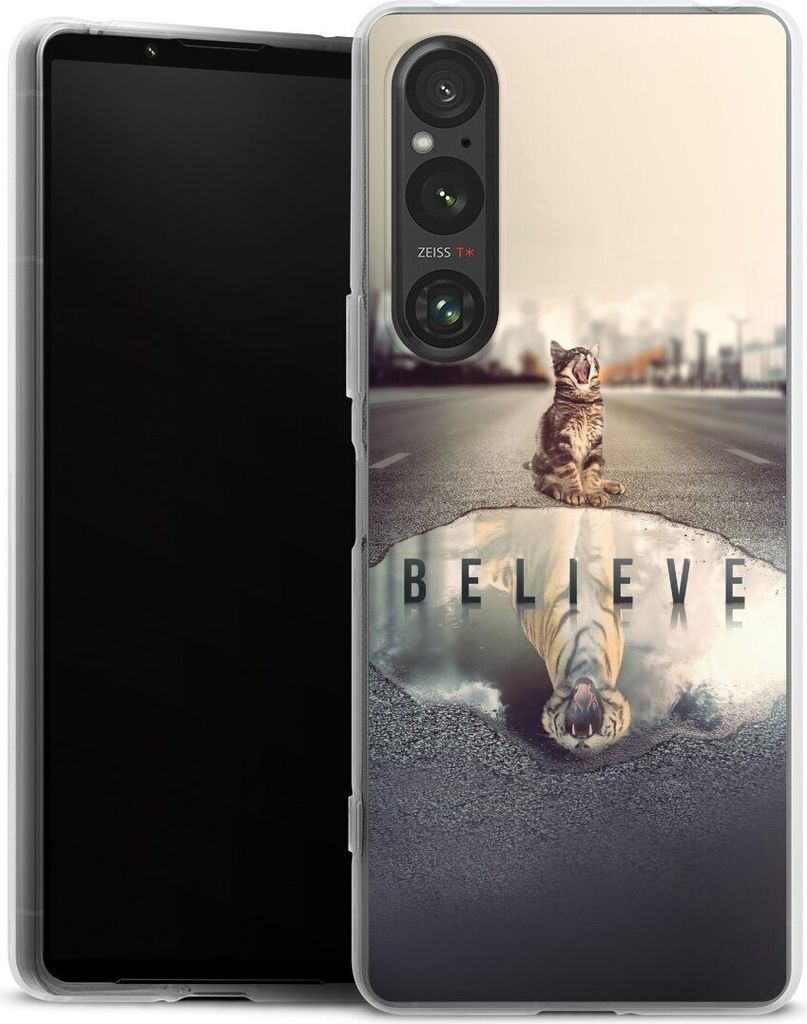 DeinDesign Handyhülle für Sony Xperia 1 V Silikon Hülle Case Smartphone Schutzhülle Motivation Tiere Tiger