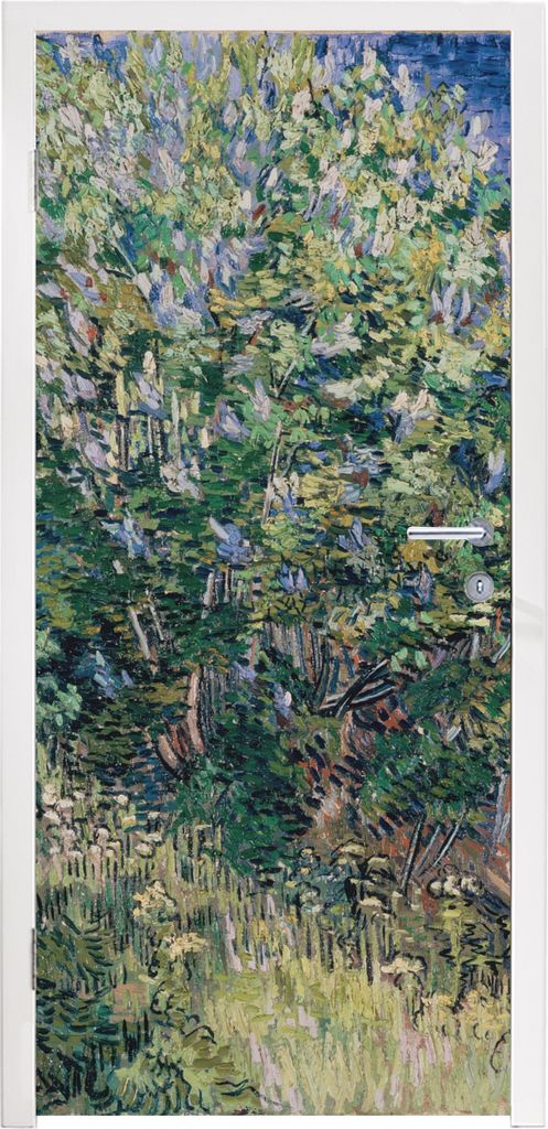 MuchoWow Türtapete Selbstklebende Türfolie Fliederbusch - Vincent van Gogh 85x205 cm Türposter Türaufkleber Klebefolie Türklebefolie - Türv...