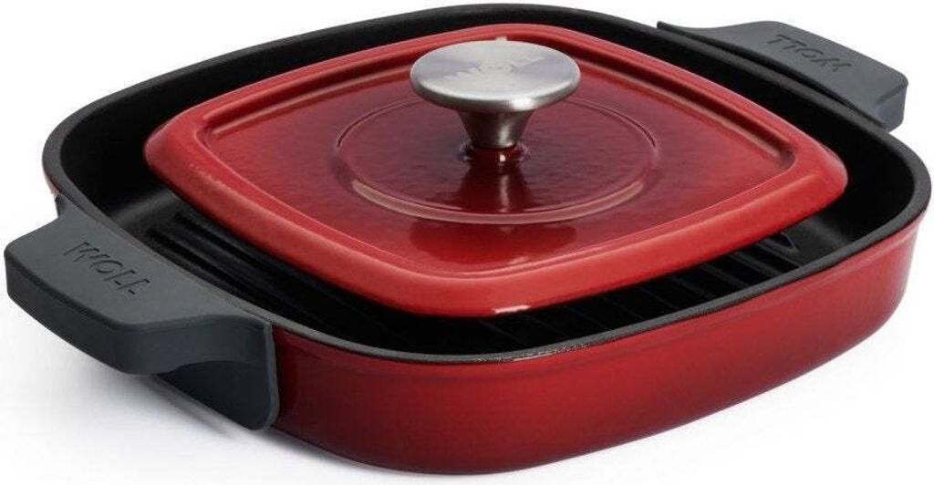 WOLL 'Iron Steakpfanne mit Rillen und Steakpresse in Chili Produktbild 