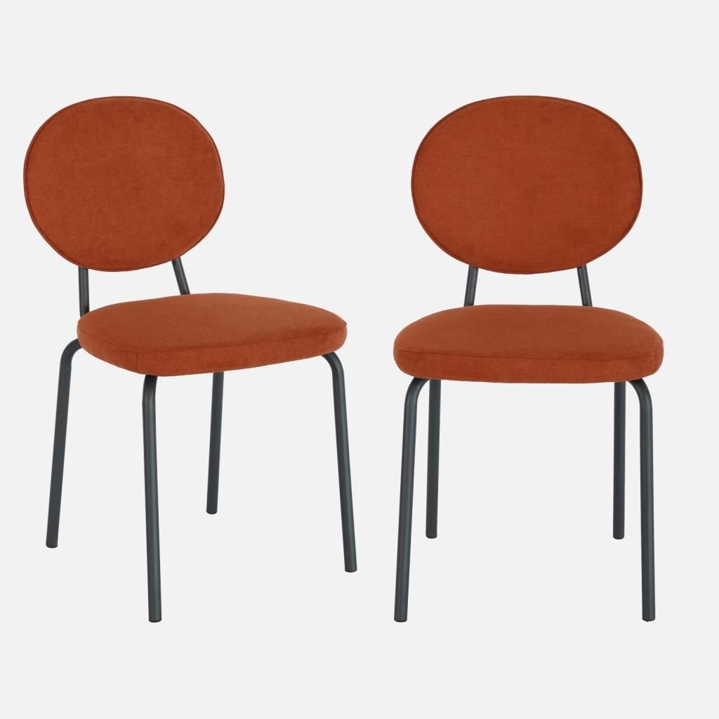 Set 2 sedie vintage in metallo e tessuto, Terracotta Immagine del prodotto 