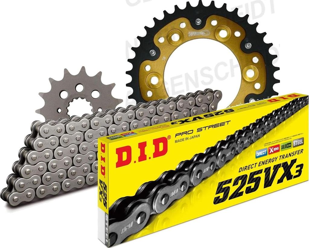Kit Stealth (gold) passend für DUCATI 916 Monster S4 01-03 15-37-100 DID525VX3 Niet
