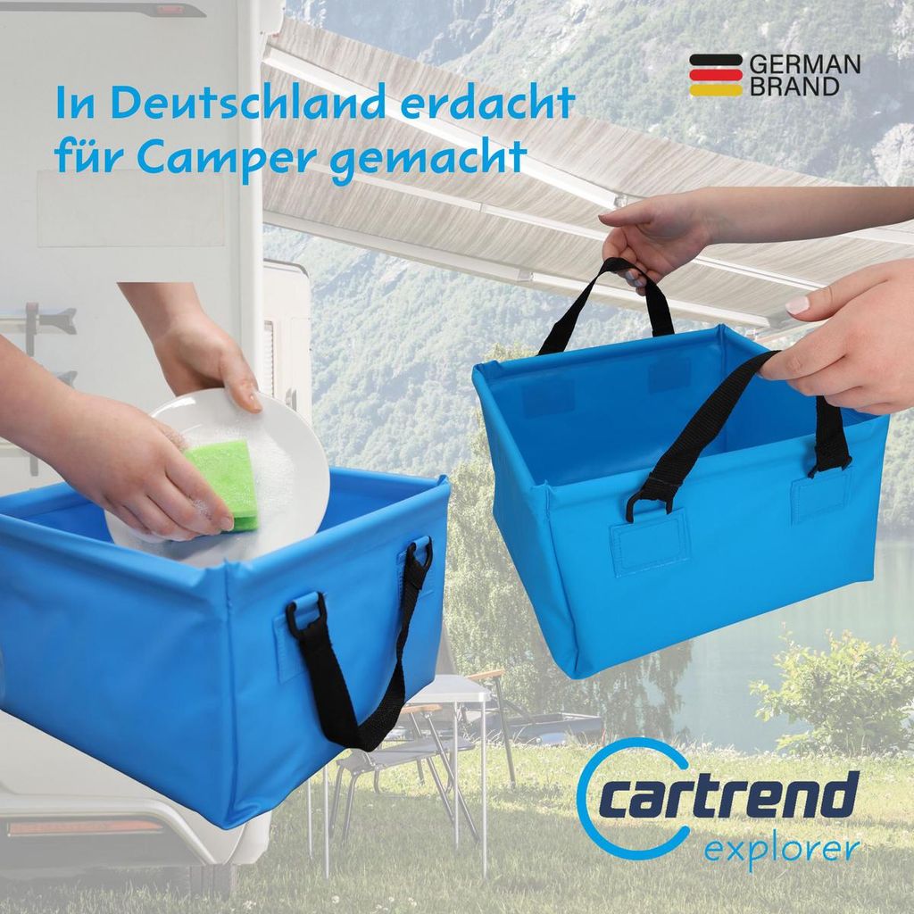 Cartrend Faltbare Spülschüssel 15L Für Camping – Rechteckig, Blau, Kunststoff, Freistehend, Platzsparend