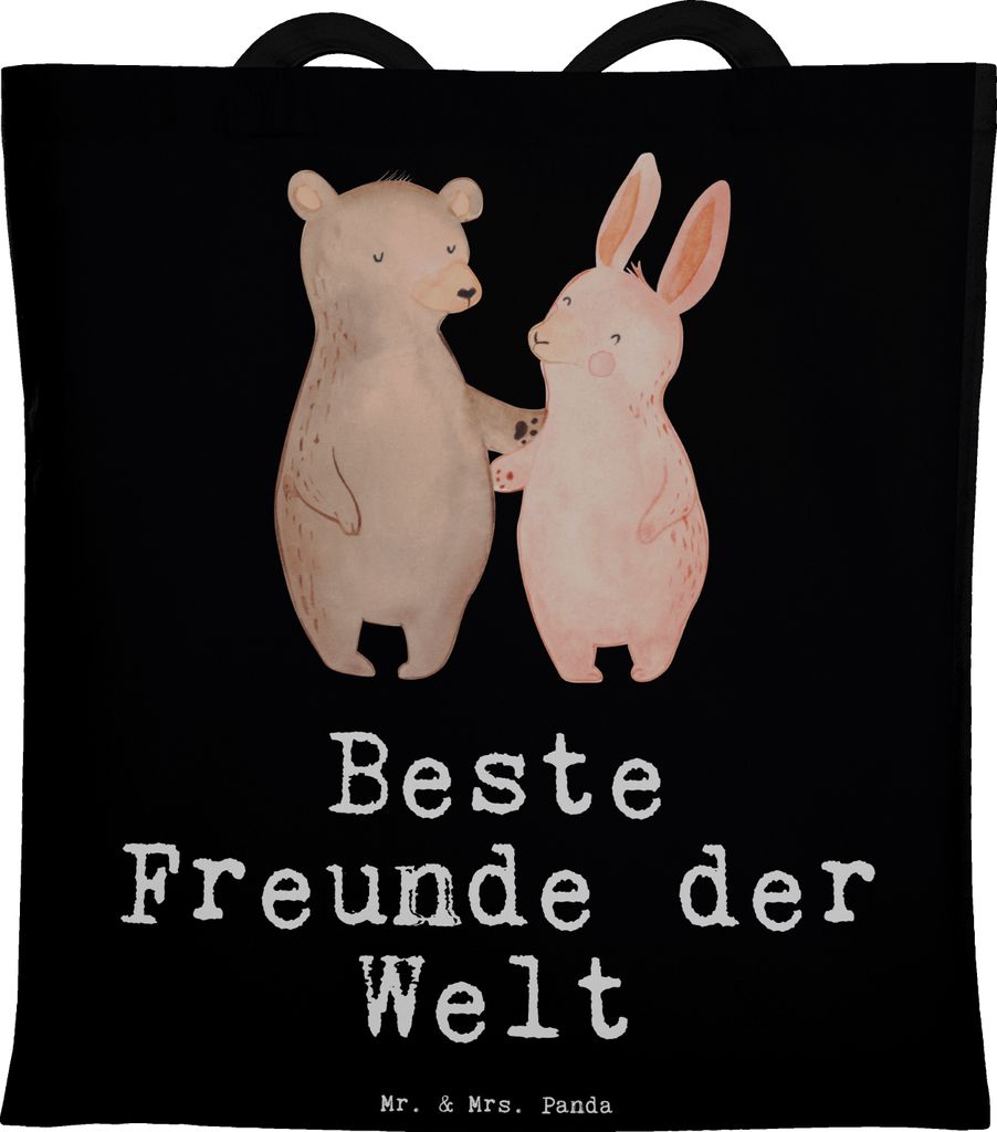 Mr. & Mrs. Panda Jutebeutel Hase Beste Freunde der Welt - Schwarz - Geschenk, Geschenkidee, Best Friends, Tragetasche, Schultasche, Bae, Freundin, ...
