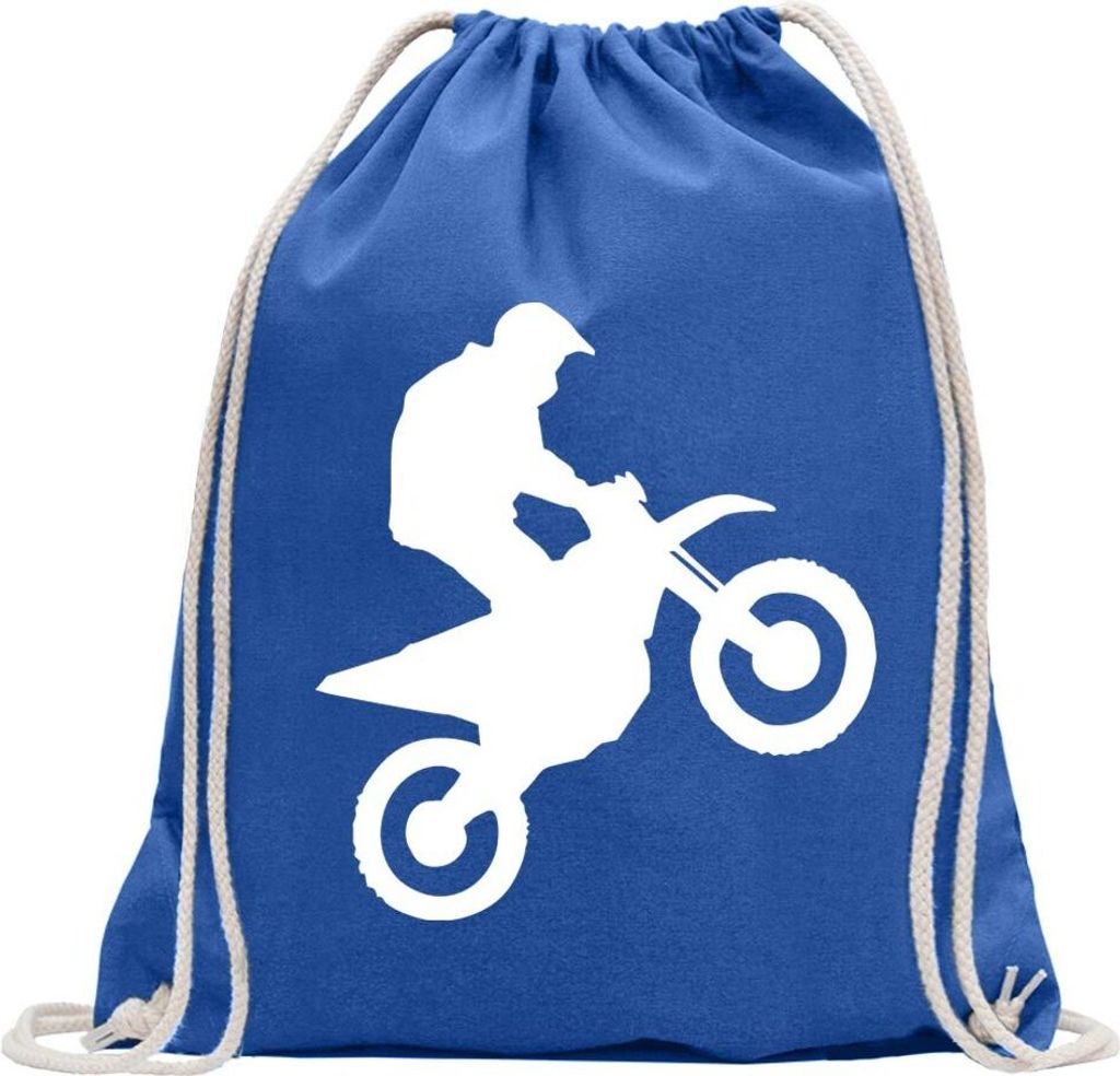 Kiwistar - Turnbeutel - royal - Motocross Motorrad Bike - Fun Rucksack Sport Beutel Gymsack Baumwolle mit Ziehgurt