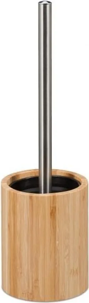 Brosse de toilette en silicone flexible noir avec son support discret - 2