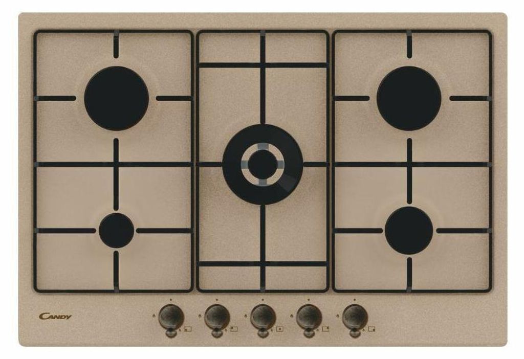 Candy Classic CHW7AV4WGT, Hafer, Integriert, 75 cm, Gaskochfeld, Edelstahl, 5 Zone(n)