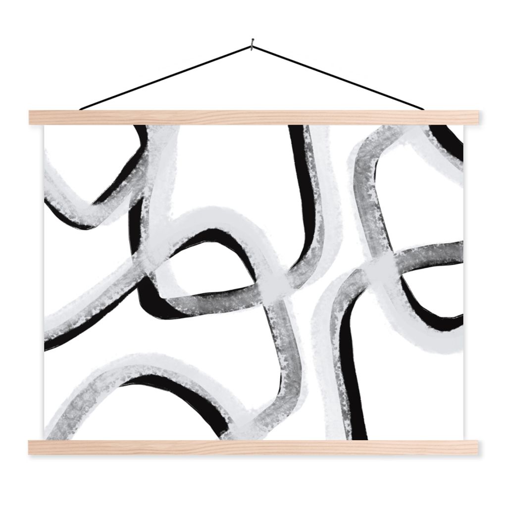 MuchoWow Textilposter Linie - Minimalismus - Gestaltung 60x45 cm mit holzfarbenen Rahmen - Bild