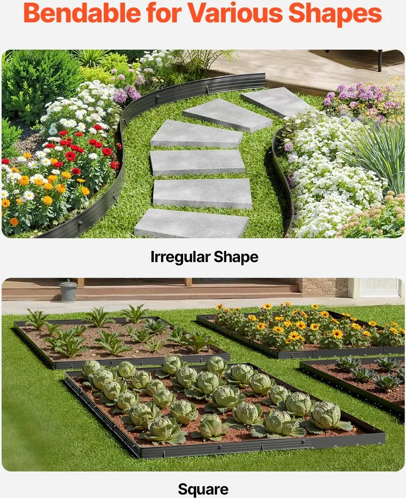 Bordure paysagère flexible en métal inoxydable - 8 sections 183 cm