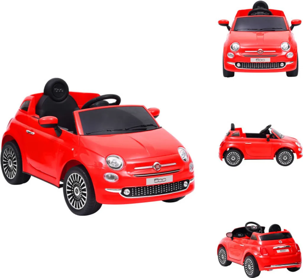 Porteur Fiat 500 rouge pour enfant vidaXL - Voiture et poussette guidée