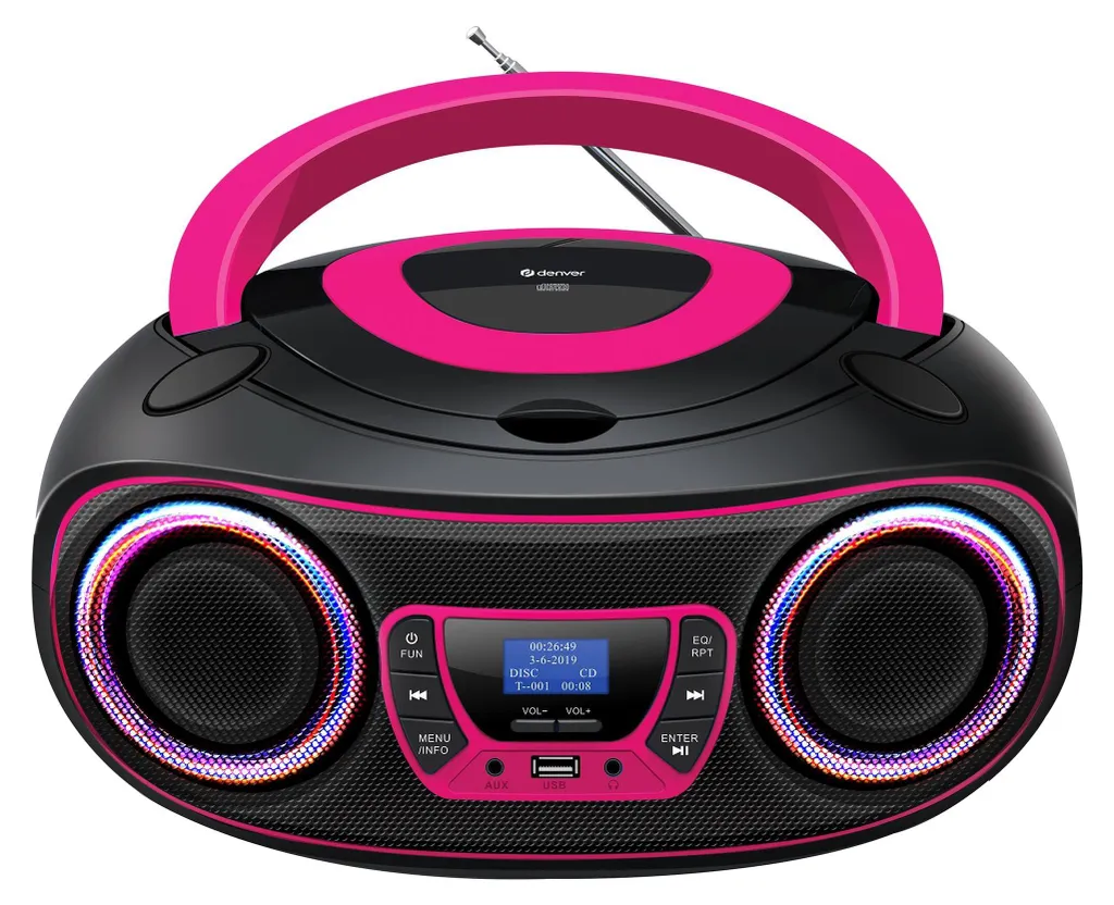 Denver TDB-212P Boombox DAB+ Rosa | Radio CD Bluetooth USB MP3
