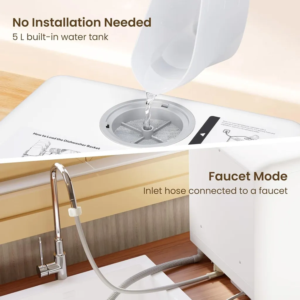 HAVA Mini Lave-Vaisselle 5L Compact Blanc - 6 Programmes de Lavage - 5