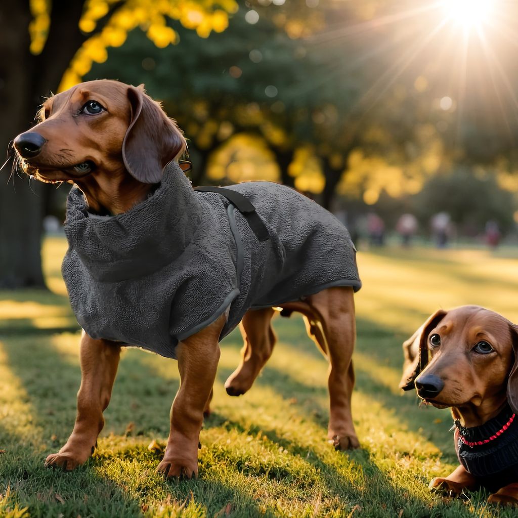 Hundebademantel Handtuch, Bademantel Hund saugfähiges Haustiergewand, Hund Katze Badetuch Hundehandtuch, Grau, S