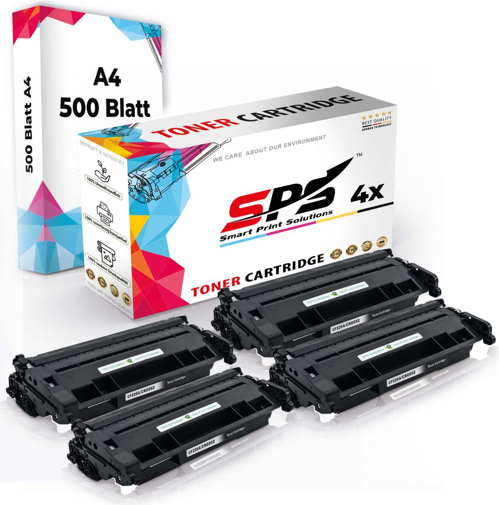 Druckerpapier A4 + 4x Multipack Set Kompatibel für HP LaserJet Pro M 402 m (CF226A/26A) Toner Schwarz