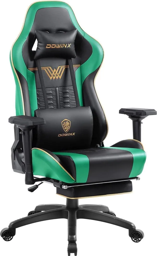 Chaise Gamer Ergonomique Dowinx avec Accoudoirs 4D et Support de Pieds Noir