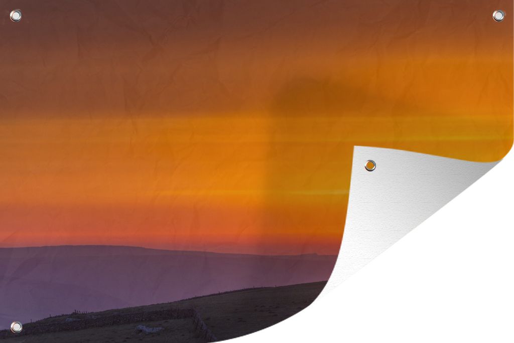 MuchoWow 90x60 cm Outdoor-Poster Gartendeko Sichtschutz Garten Poster für den Garten Die sanften Hügel von Englands Peak District im Licht der ...