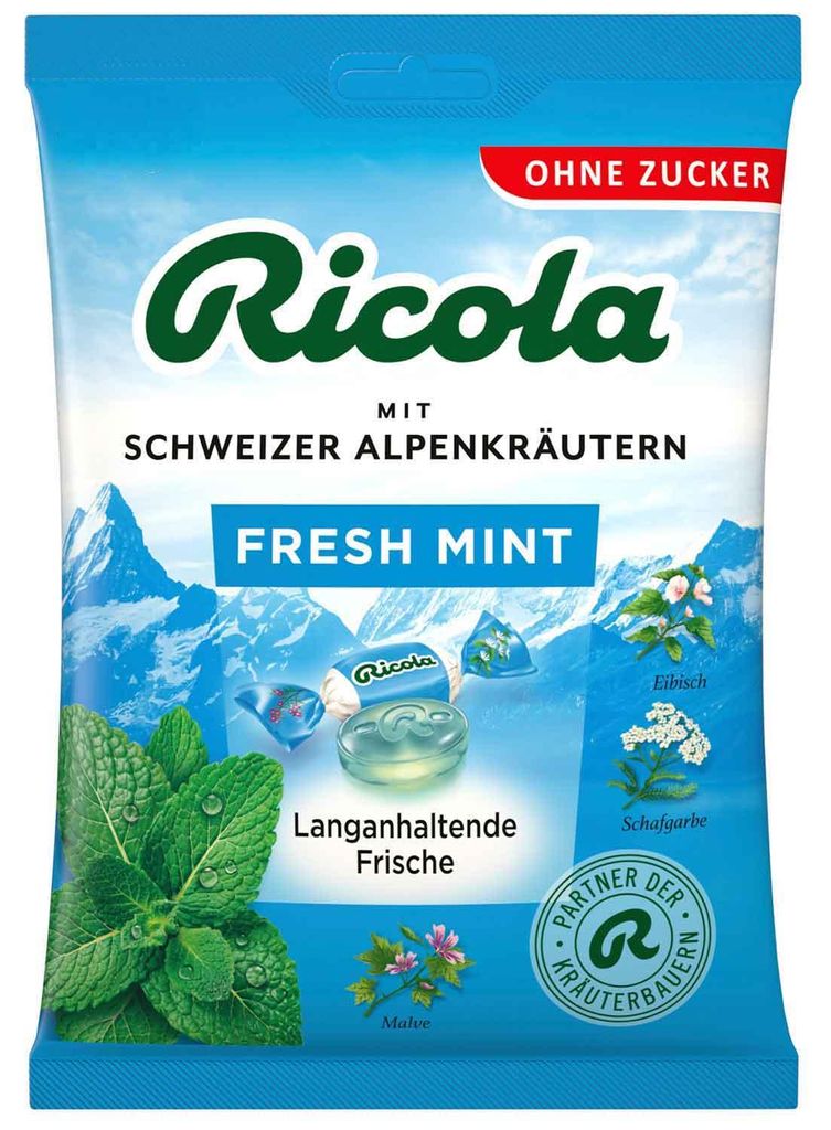 Ricola Fresh Mint, bonbony s mátou a švýcarskými bylinami, Obrázek produktu 