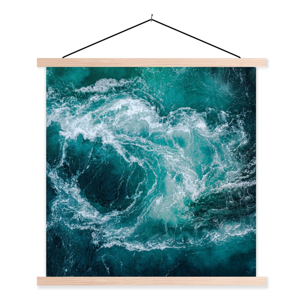 MuchoWow Textilposter Meer - Norwegen - Wasser 120x120 cm mit holzfarbenen Rahmen - Textil-Poster