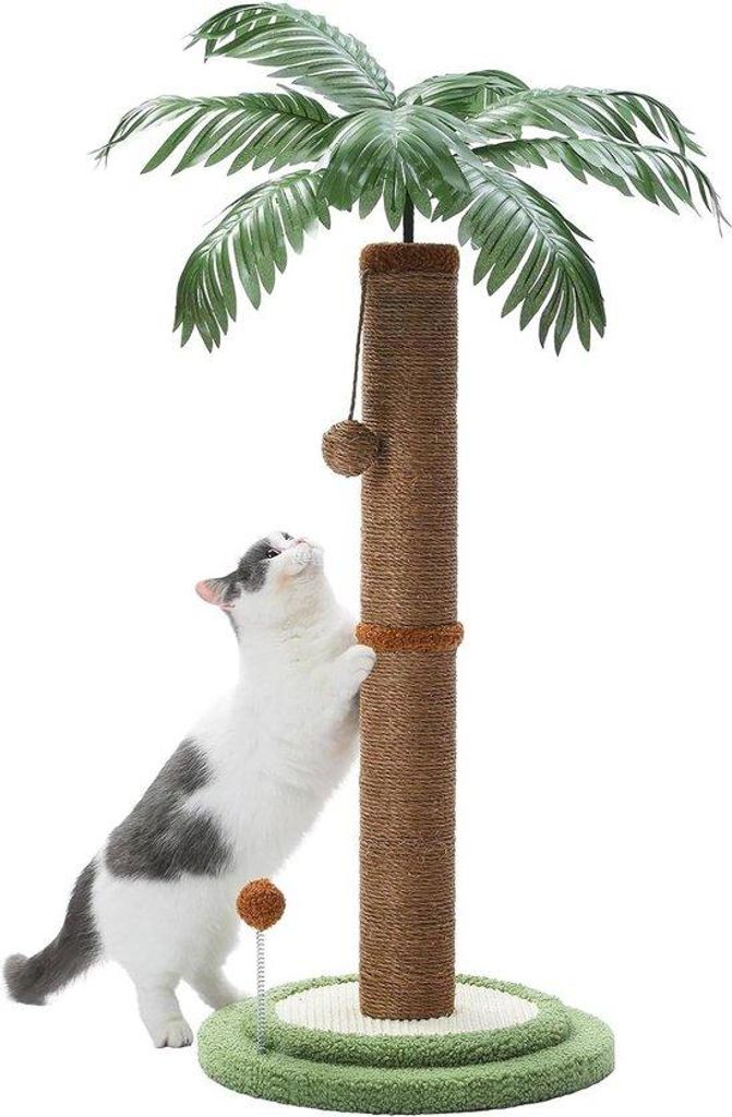 Kletterturm 85 cm hoch mit Kokosnussbaum und interaktiven Bällen für Innenräume - Braun