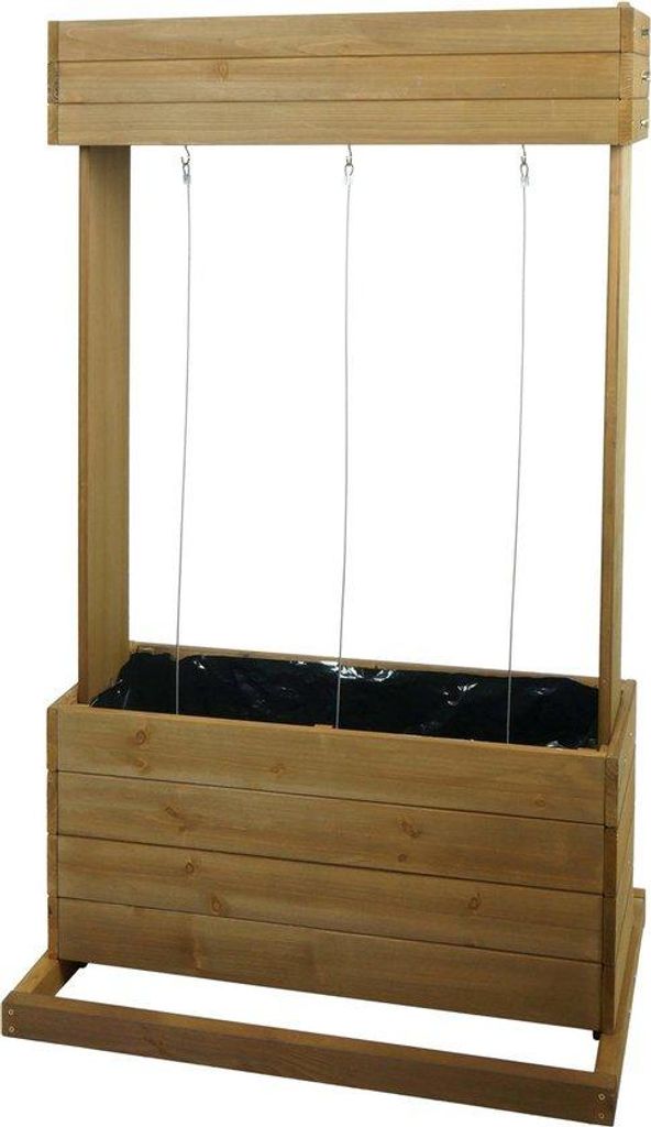 Hochstuhl MCW-L72, Gartenhilfe Blumenteller, 145x85x50cm Außenmöbel Eichenholzmöbel, Cognacbraun