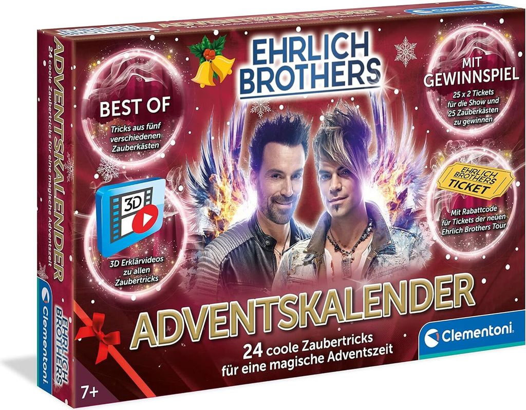 A product box for a magic-themed advent calendar featuring the Ehrlich Brothers.