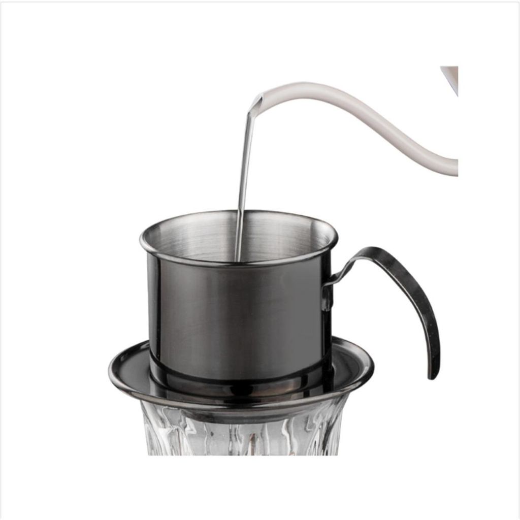 INF 304 Edelstahl Pour-Over Kaffeefilter mit Verteiler für 10cmx8cm Schwarz