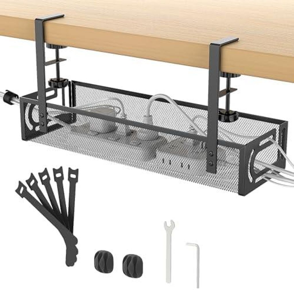 Cinati Kabelmanagement-Tablett fš¹r den Schreibtisch, ohne Bohren, Kabelablage mit Klemme fš¹r Schreibtisch-Kabelmanagement, Schreibtisch-Kabel...