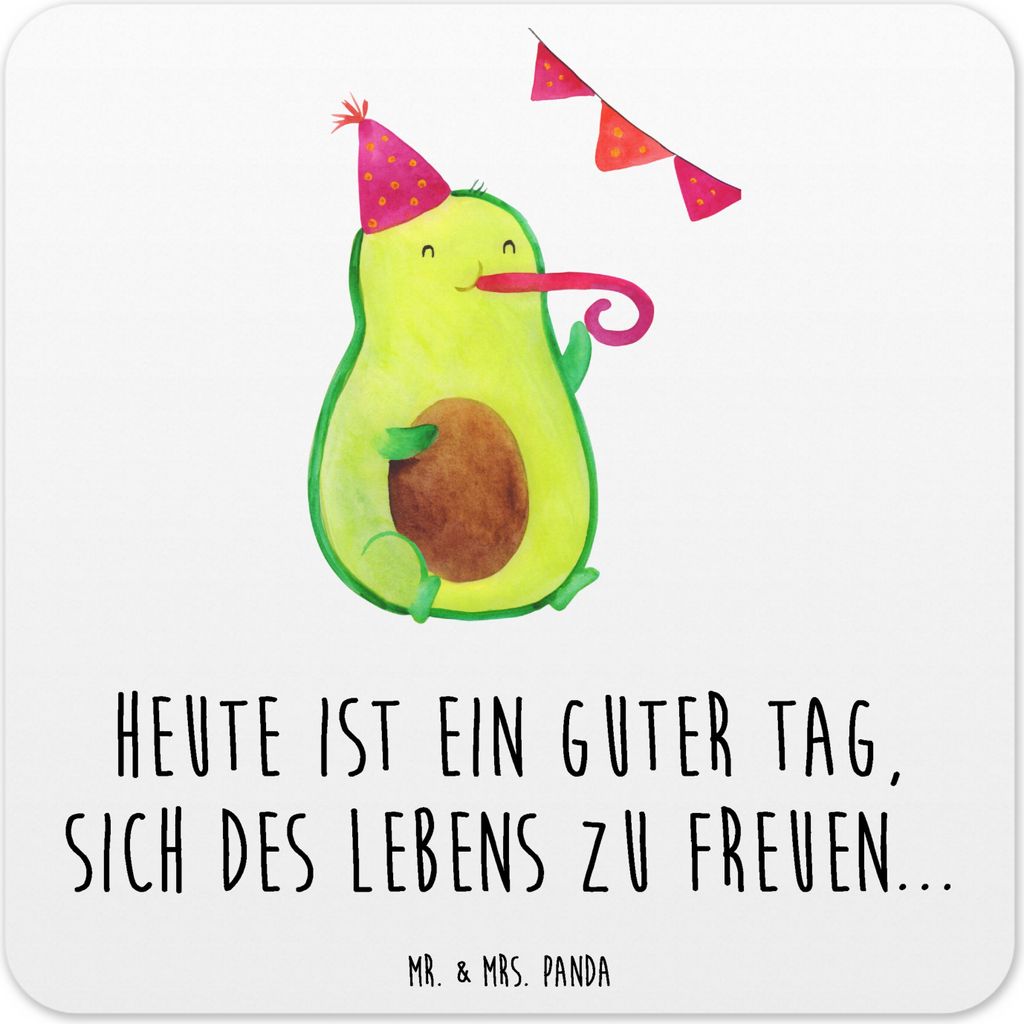 Mr. & Mrs. Panda Tassenuntersetzer Avocado Party 6er Set - Weiß - Geschenk, Coaster, Tischuntersetzer, Happy Birthday, Geburtstagsfeier, Geburtsta...