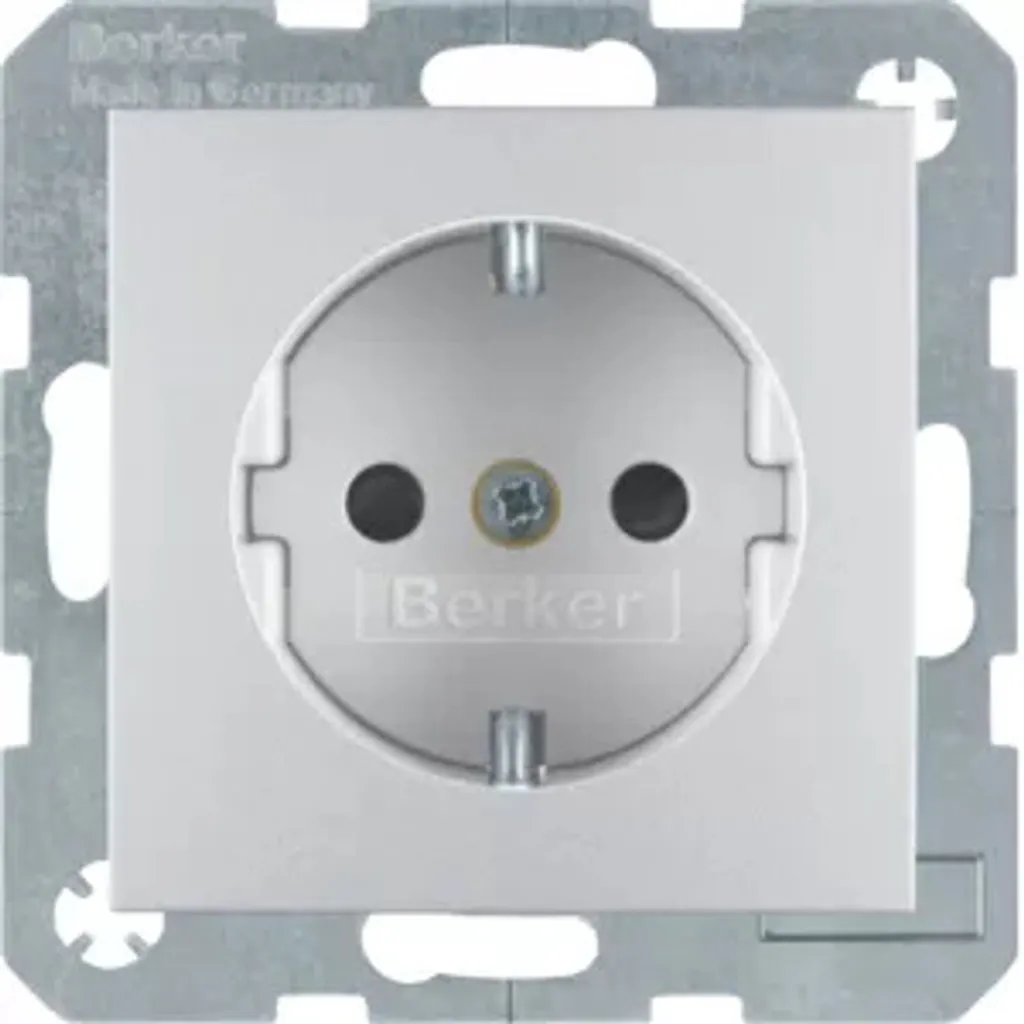 Prise Schuko 47231404 aluminium mat - Finition anti-trace et pose facile