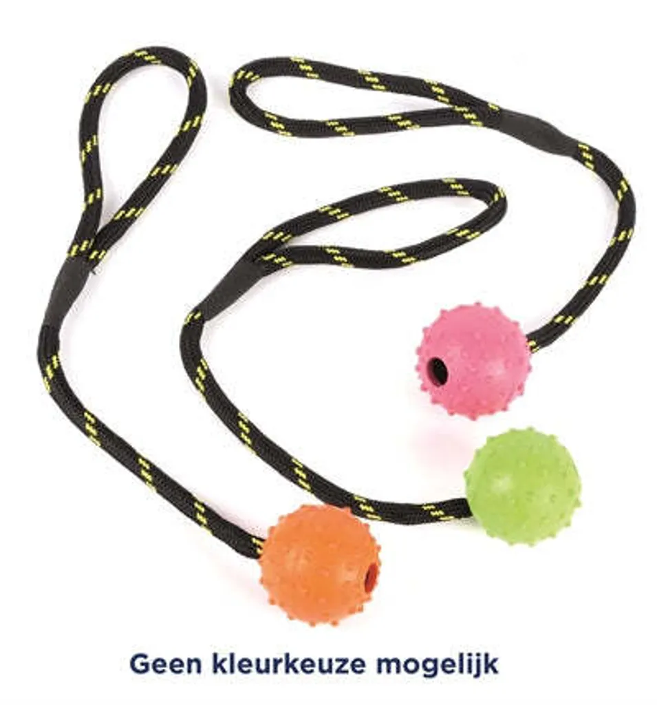 Happy Pet Jouet dur Balle cloutée sur corde en caoutchouc résistant