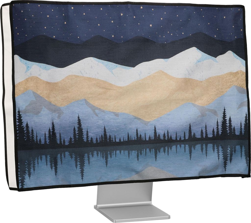 kwmobile Leinen Hülle kompatibel mit 31-32" Monitor - Schutzhülle Staubschutz Abdeckhaube für PC Bildschirm - Computer Screen Cover Staubhaube H...