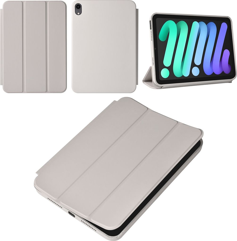 iPad Mini 2021 Book Case Tablet Cover - Grey - Smart Case