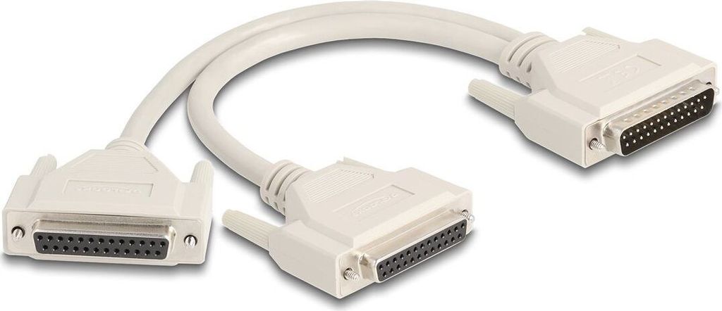 Delock - Serieller Splitter - DB-25 (M) zu DB-25 (W) - 30 cm - Daumenschrauben - beige