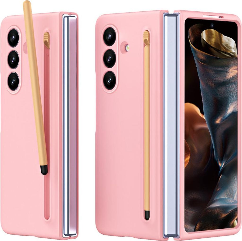 Handyhülle für Samsung Galaxy Z Fold 7 Schlank Stoßfest Kratzfest Schutzhülle mit Eingabestift Pink