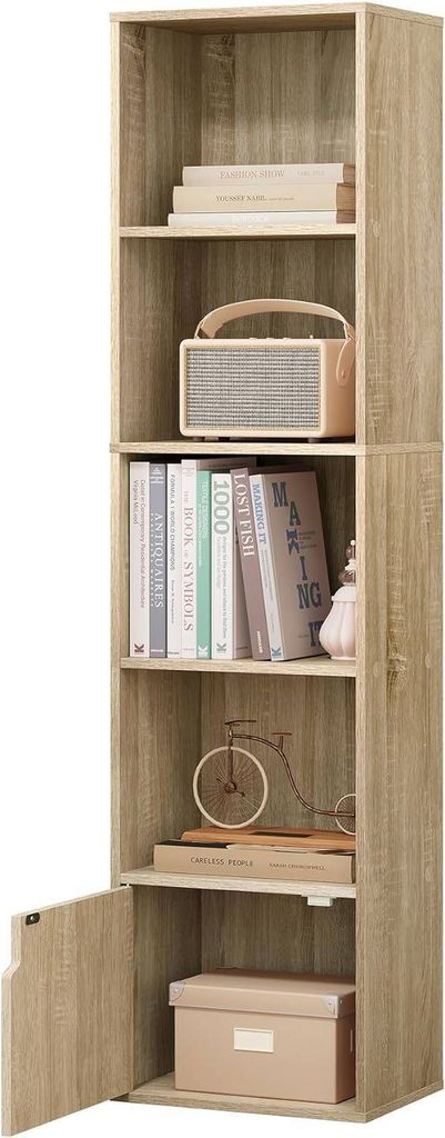 EUGAD Bücherregal mit 5 Fächern, mit 1 Tür, aus MDF, Produktbild 