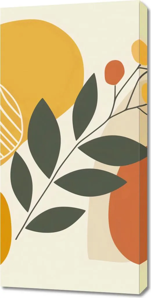 Décoration murale botanique 50x100 cm avec cadre moderne noir et blanc