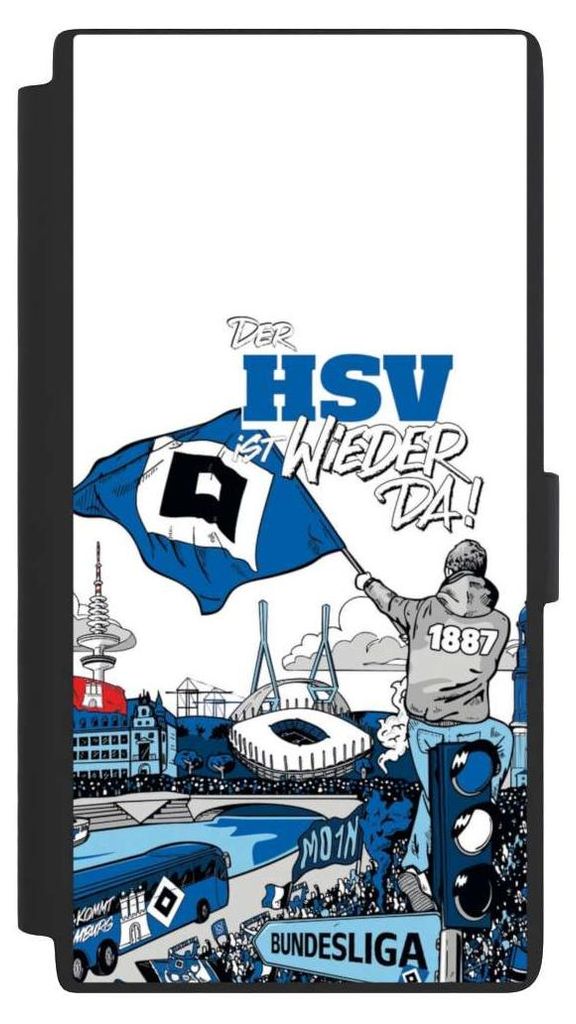 NIVOCASE Klapphülle für Samsung Galaxy S24 Ultra Handyhülle aus Kunst Leder NIVOflip schwarz Aufstieg Hamburger SV Offizielles Lizenzprodukt