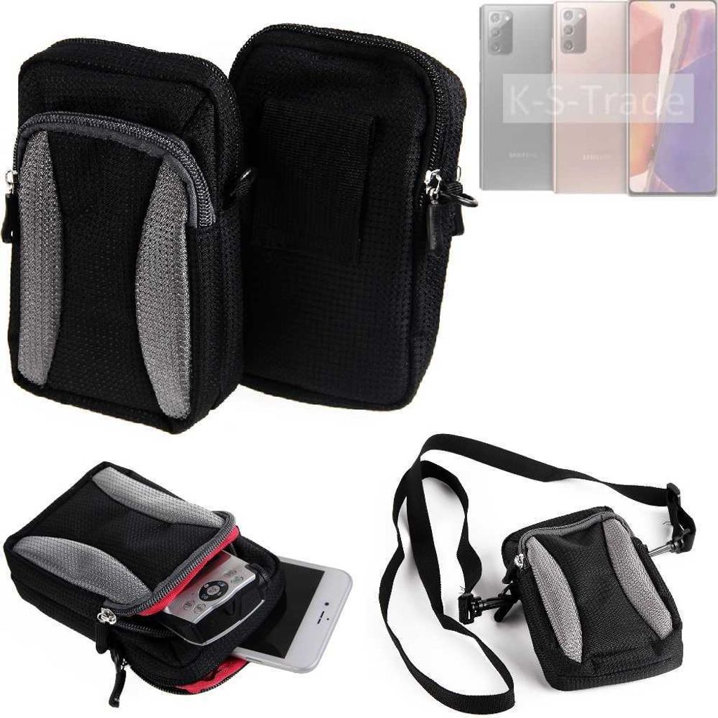 K-S-Trade Holster Schutz Hülle kompatibel mit Galaxy Note 20 LTE Handy Hülle Gürteltasche Umhängetasche mit Zusatzfach schwarz