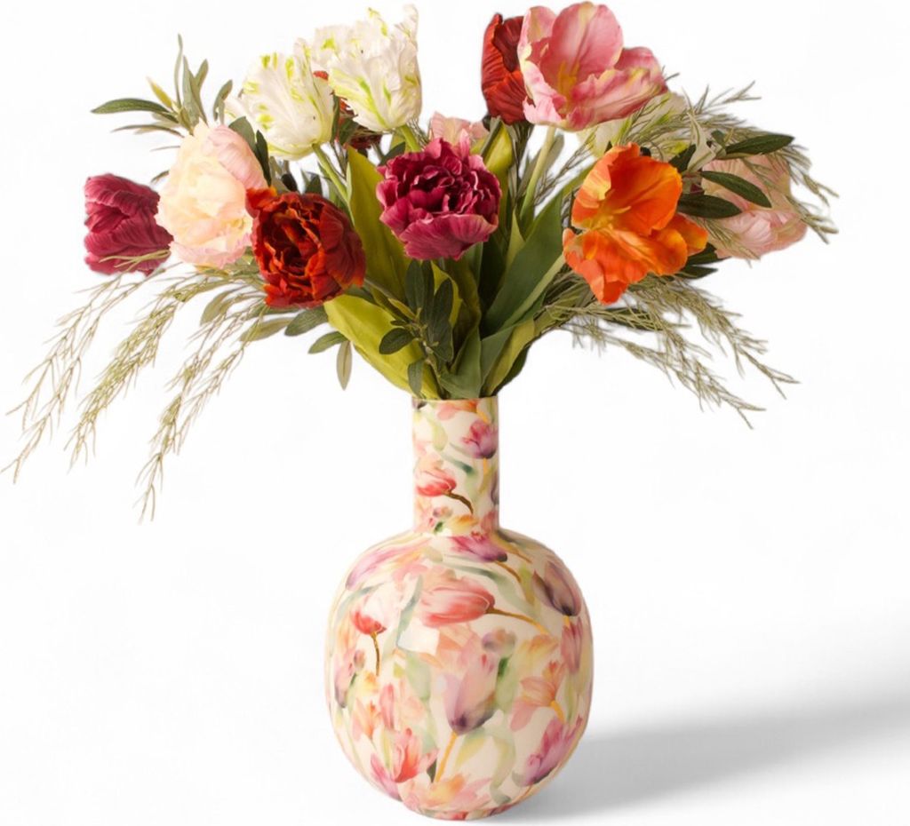 WinQ-Boeket Papagaai Tulpen (70cm) Multicolor-künstlicher Tulpen-diverse kleuren rood-künstlicher Tulpen