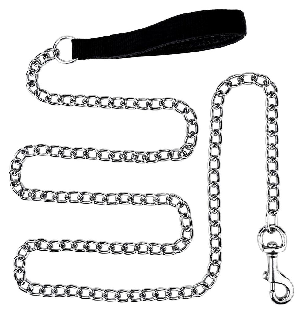 Metall-Hundeleine mit Kunstleder und gepolstertem Nylon-Griff, Übungsleine für große und mittlere Hunde (Gesamtlänge: 180 cm)