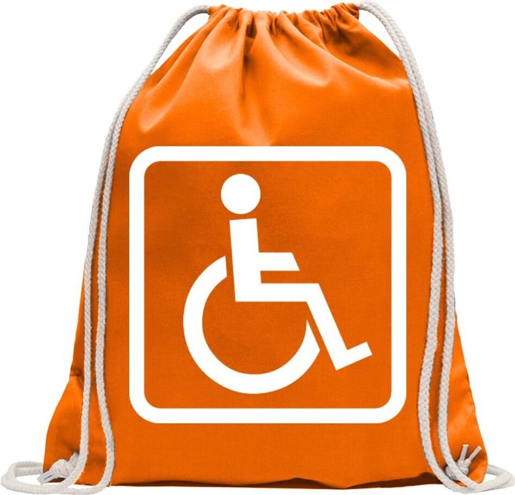 Kiwistar - Turnbeutel - mandarin - Rollstuhlfahrer Design 1 - Fun Rucksack Sport Beutel Gymsack Baumwolle mit Ziehgurt
