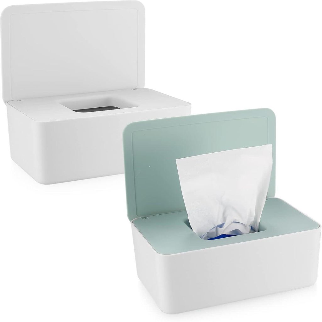 2-teiliger Spender für Babytücher, Aufbewahrungsbox mit Deckel für Babyhandtücher und Taschentücher