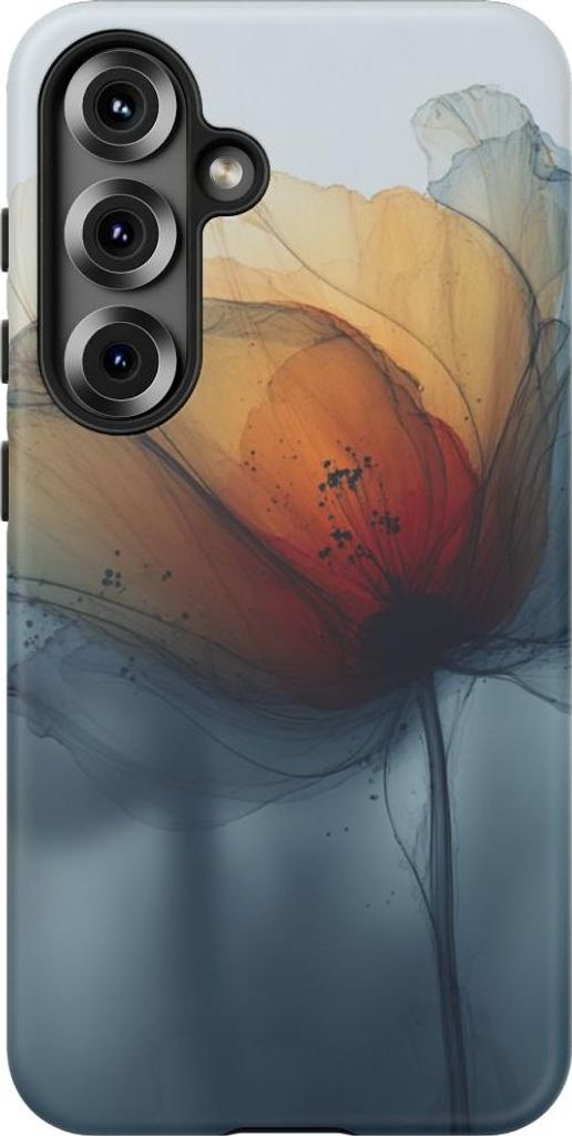 Zarte Blume in Orange und Blau – Hülle Kompatibel mit Galaxy S25