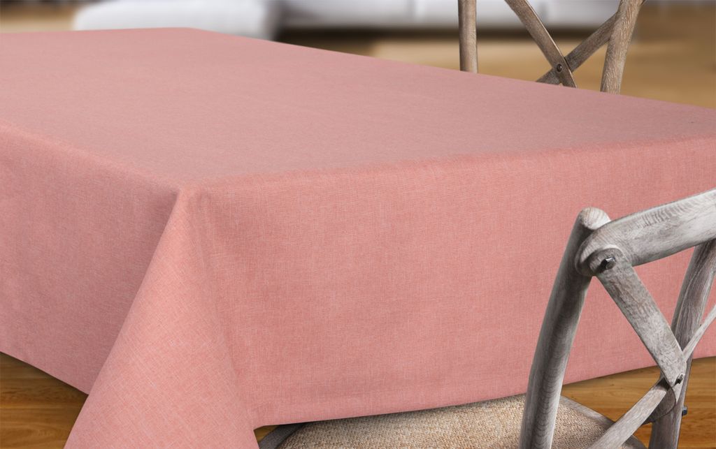 BEAUTEX fleckenabweisende und bügelfreie Tischdecke Größe und Farbe wählbar Rund 160 cm Tischwäsche in Leinenoptik Tischtuch mit Lotuseffekt Terracotta
