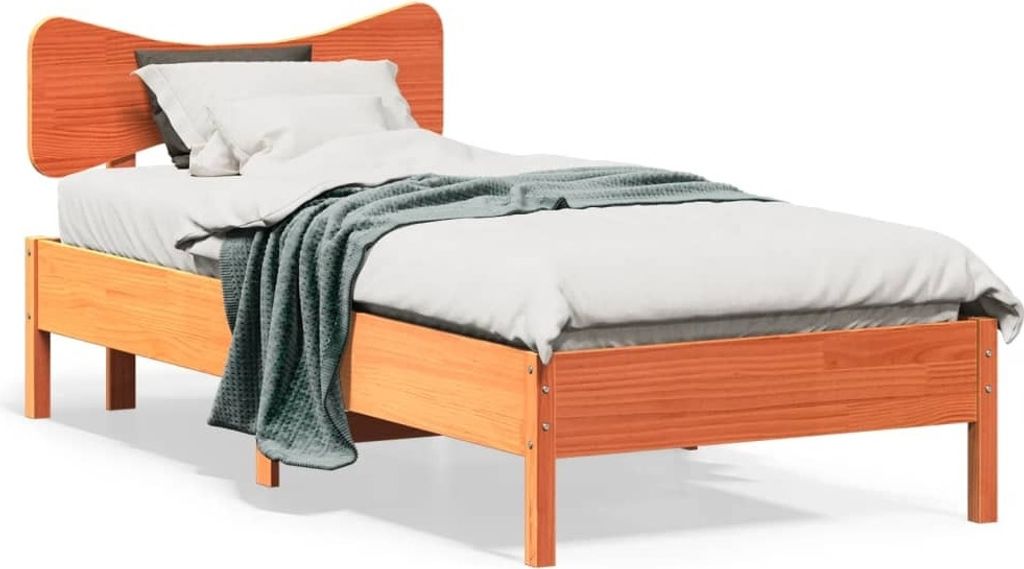 "2026 Promotion" Massivholzbett Schlafzimmer - ohne Matratze - Wachsbraun 100x200 Kiefernholz - Polsterbett CC18458