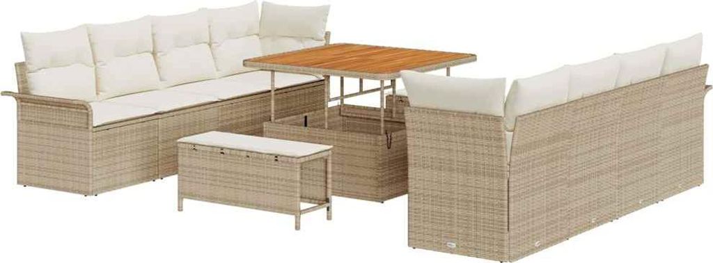 vidaXL Garten-Sofa-Set mit Kissen Beige und Creme 100 x 100 x 71 cm