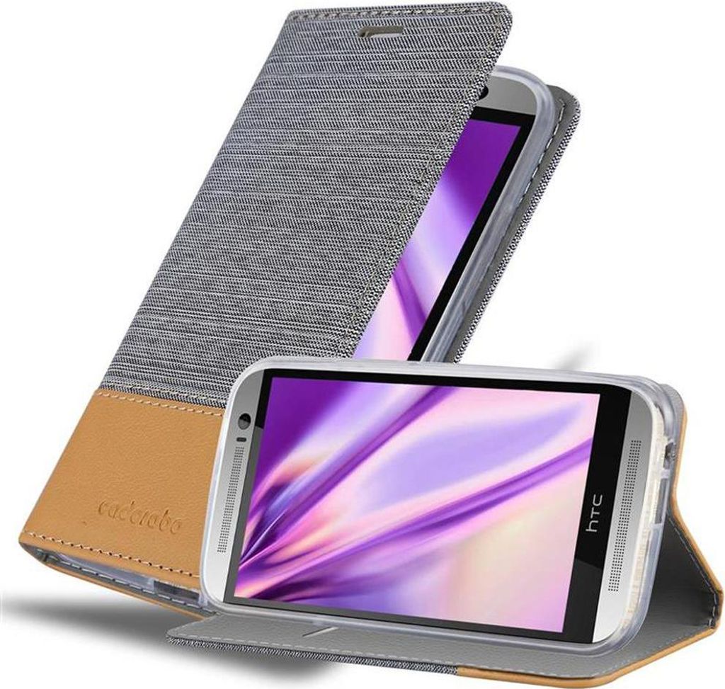 Cadorabo Hülle für HTC ONE M8 Schutzhülle in Grau Handy Hülle Etui Book Case Cover