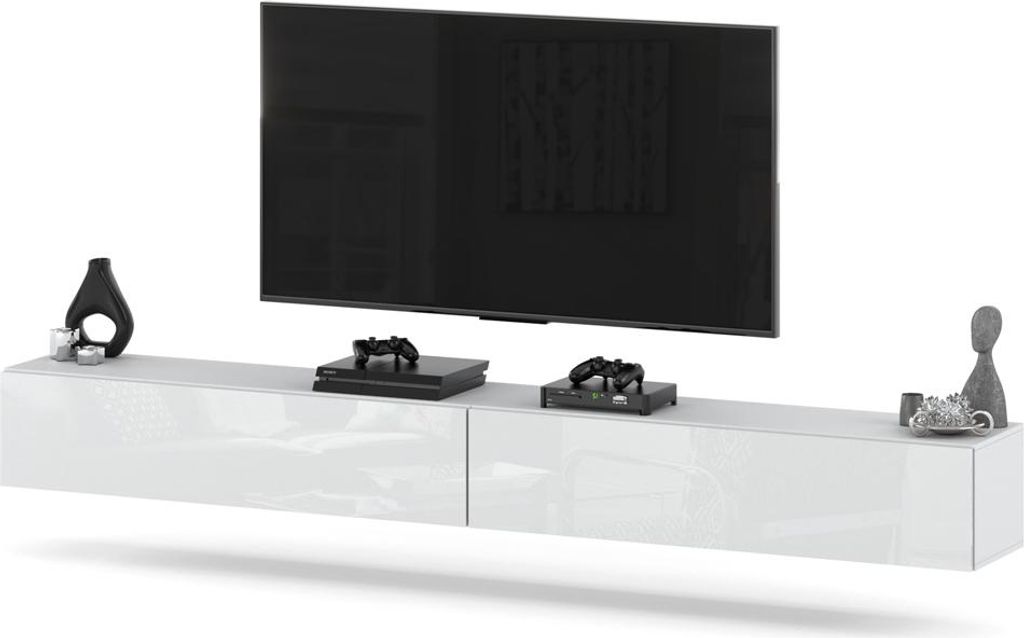 Szafka Rtv Wisząca 280Cm Biały Wysoki Połysk Meblościanka Zdjęcie produktu 